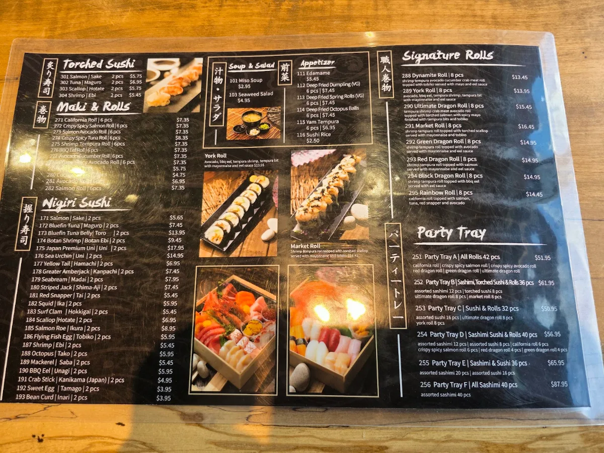 Menu, J San Sushi & Market