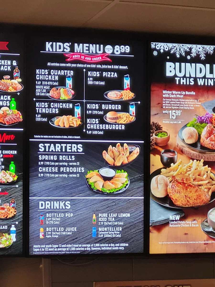 Menu, Harvey's