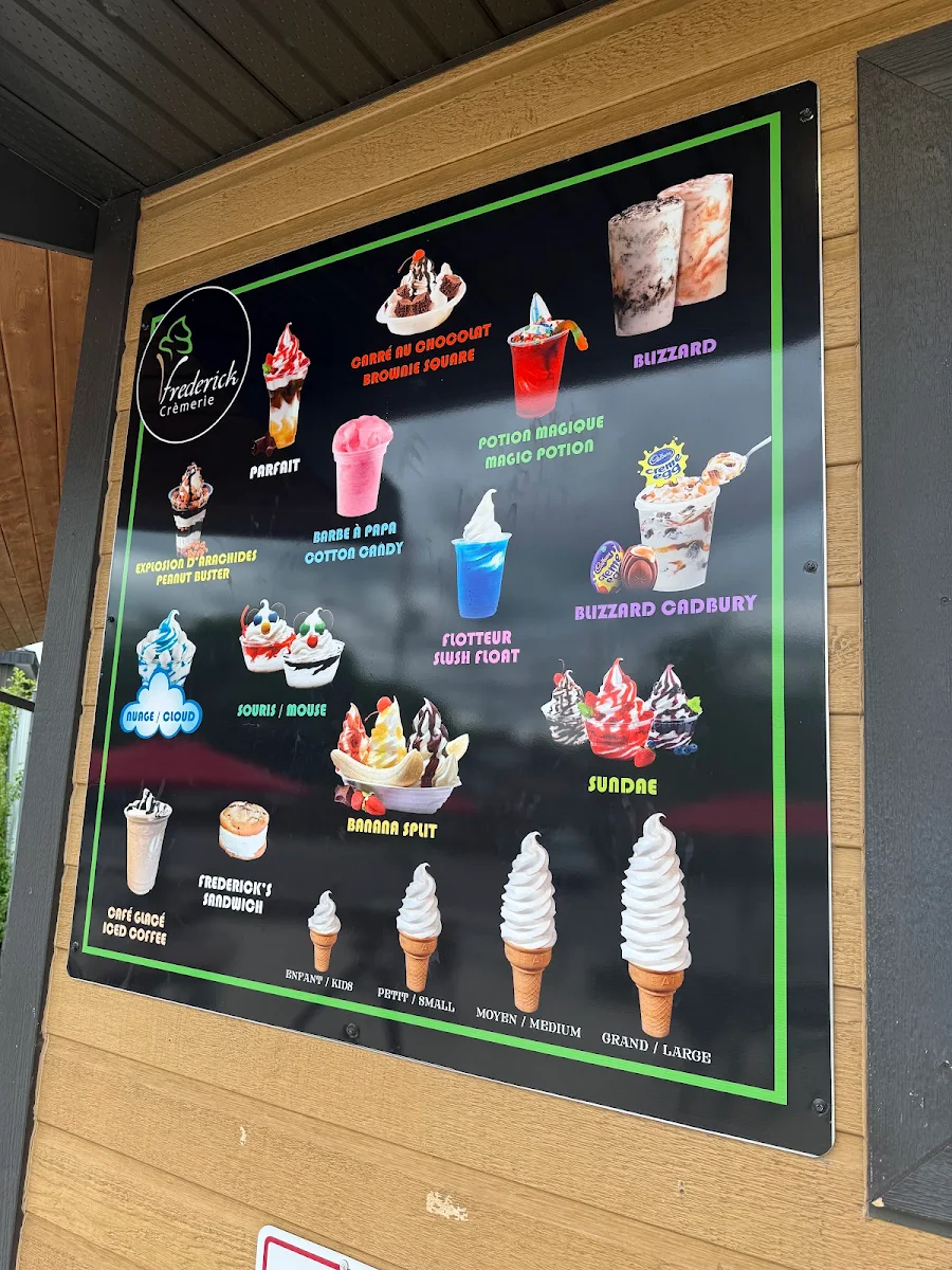 Menu, Crèmerie Frederick