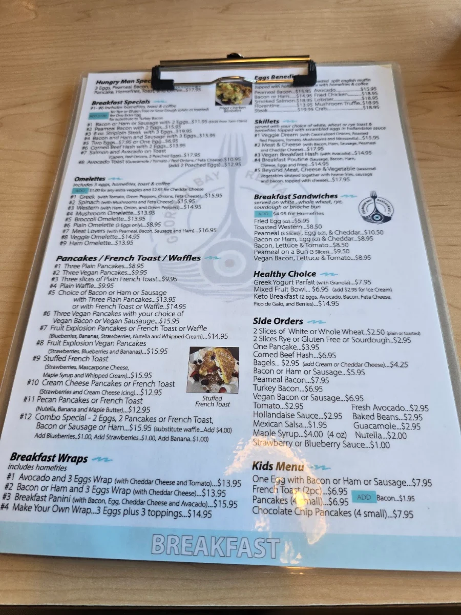 Menu, Georgian Bay Family Restaurant