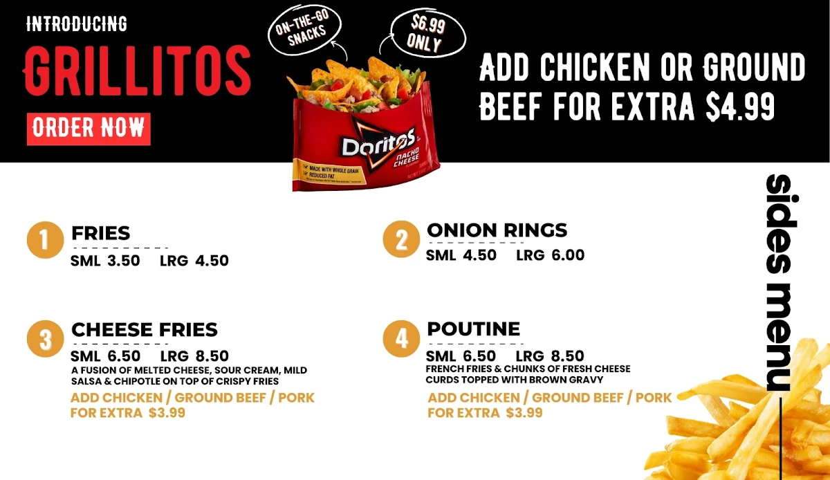 Menu, Grillies (Yonge & Sheppard)