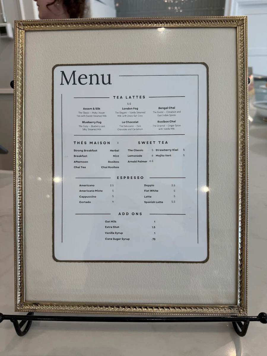 Menu, Marais Tea Co. & Café Marais