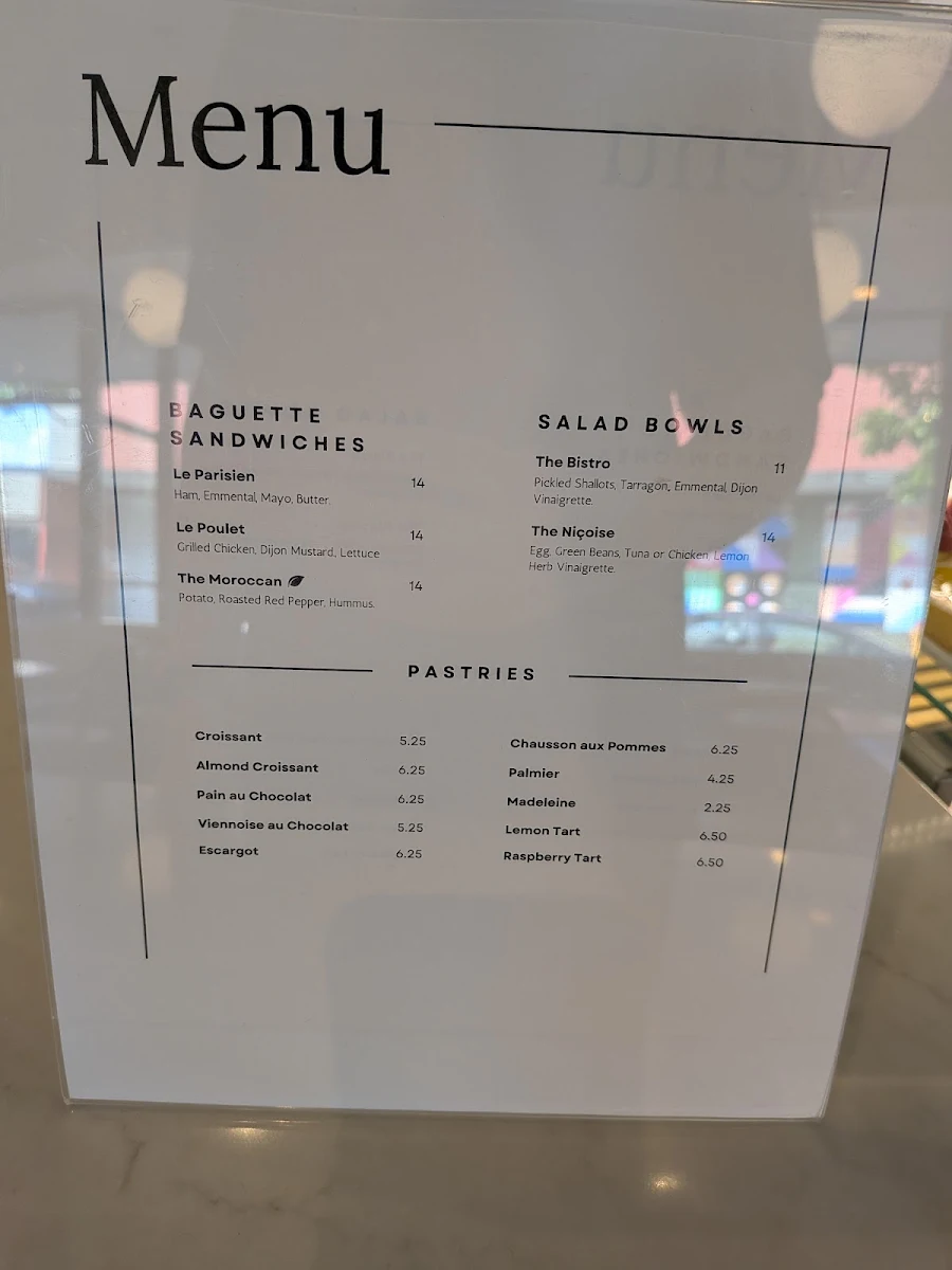 Menu, Marais Tea Co. & Café Marais