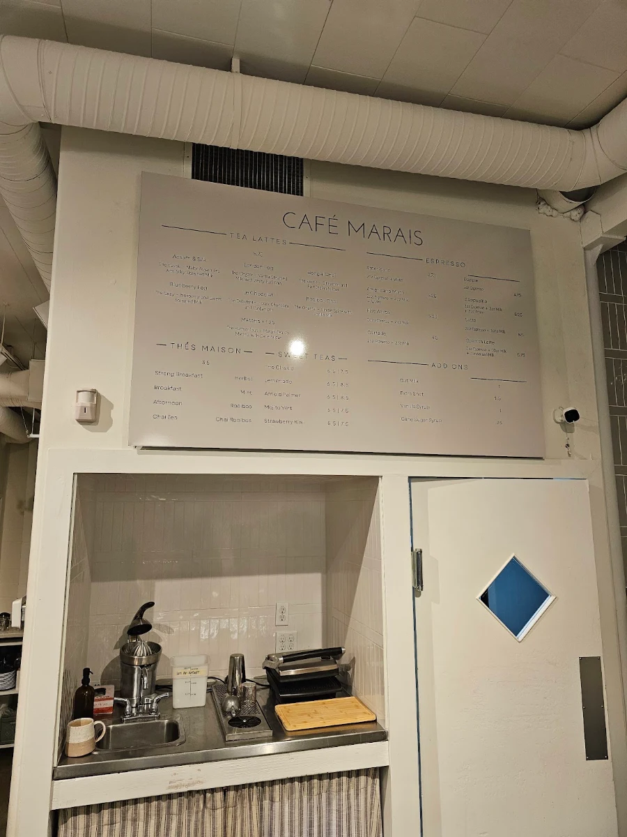 Menu, Marais Tea Co. & Café Marais