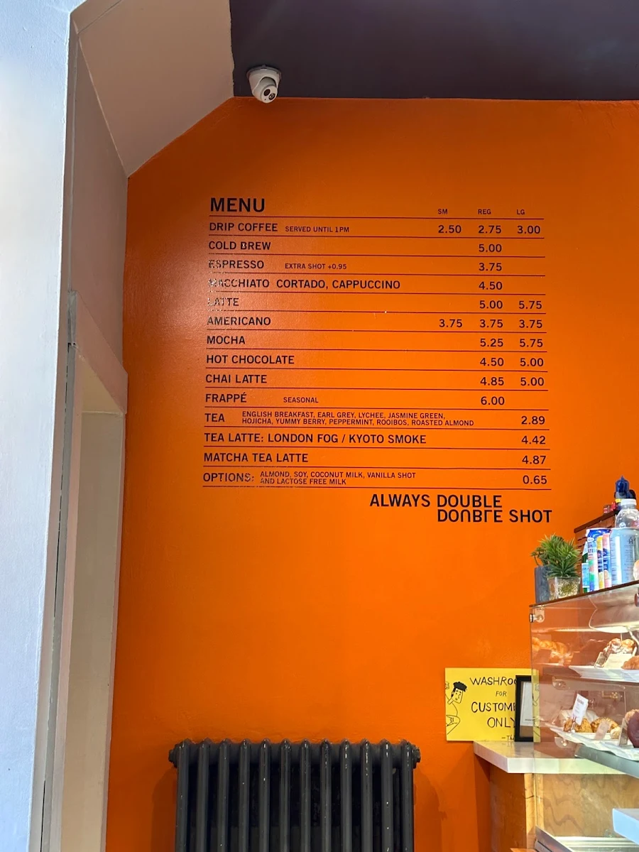 Menu, Manic Coffee