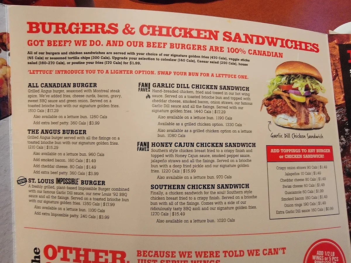 Menu, St. Louis Bar & Grill