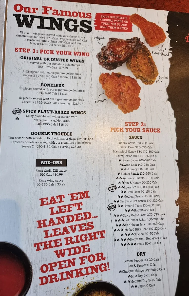 Menu, St. Louis Bar & Grill