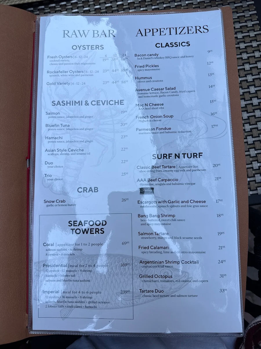 Menu, Steak Avenue - Vieux Québec