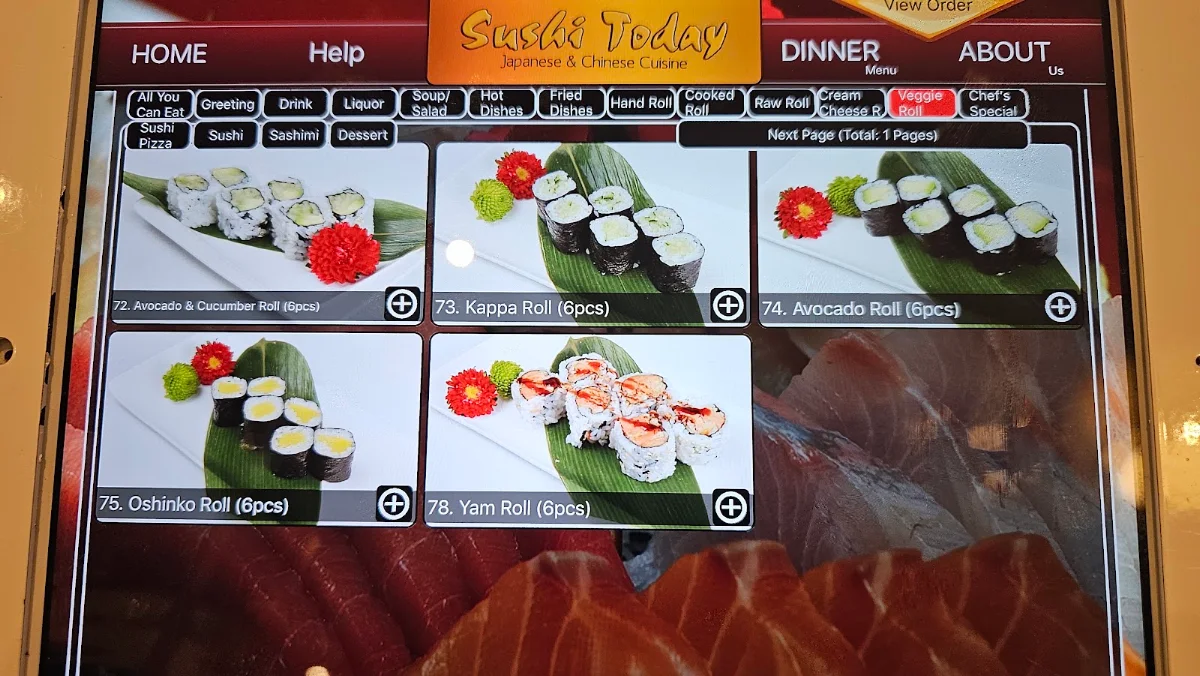 Menu, Sushi Today