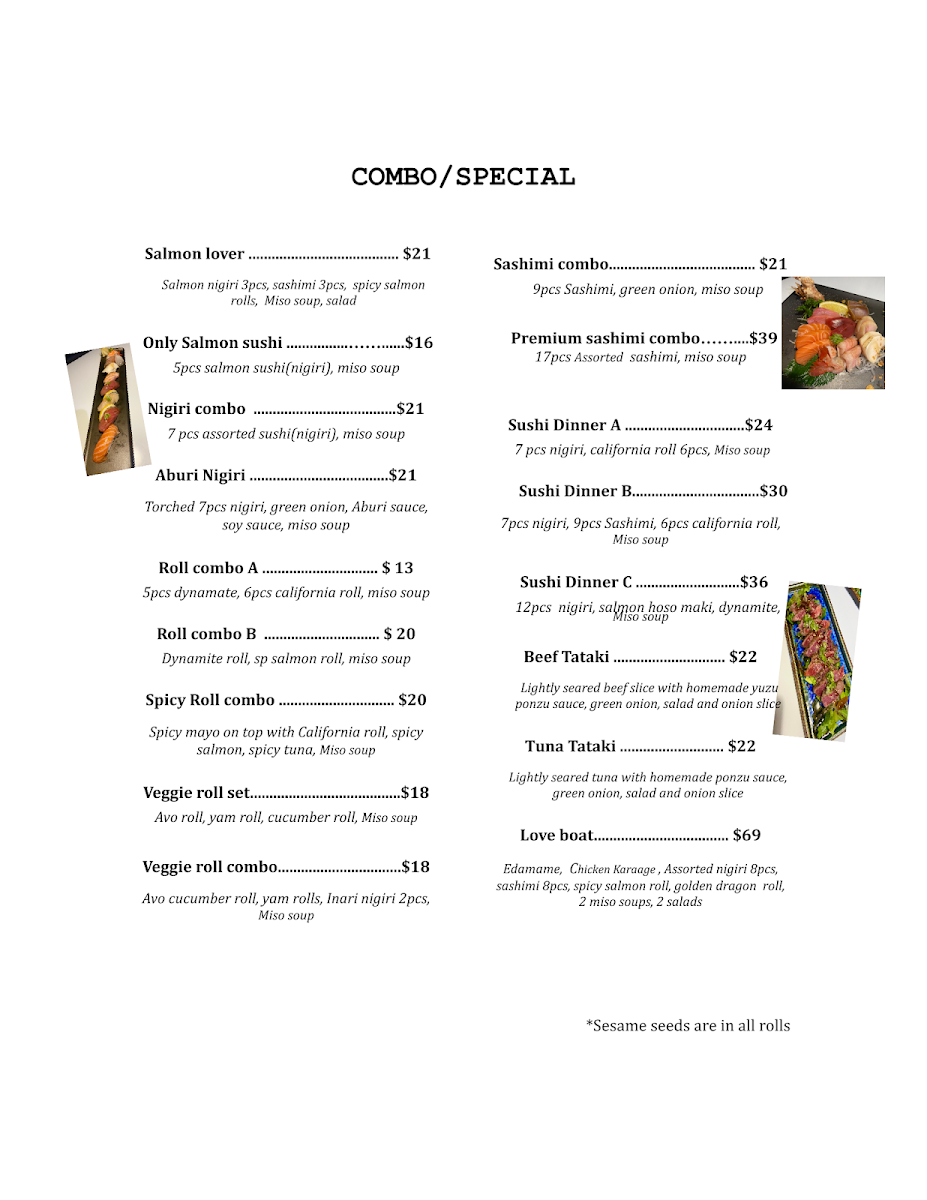 Menu, Haku Izakaya