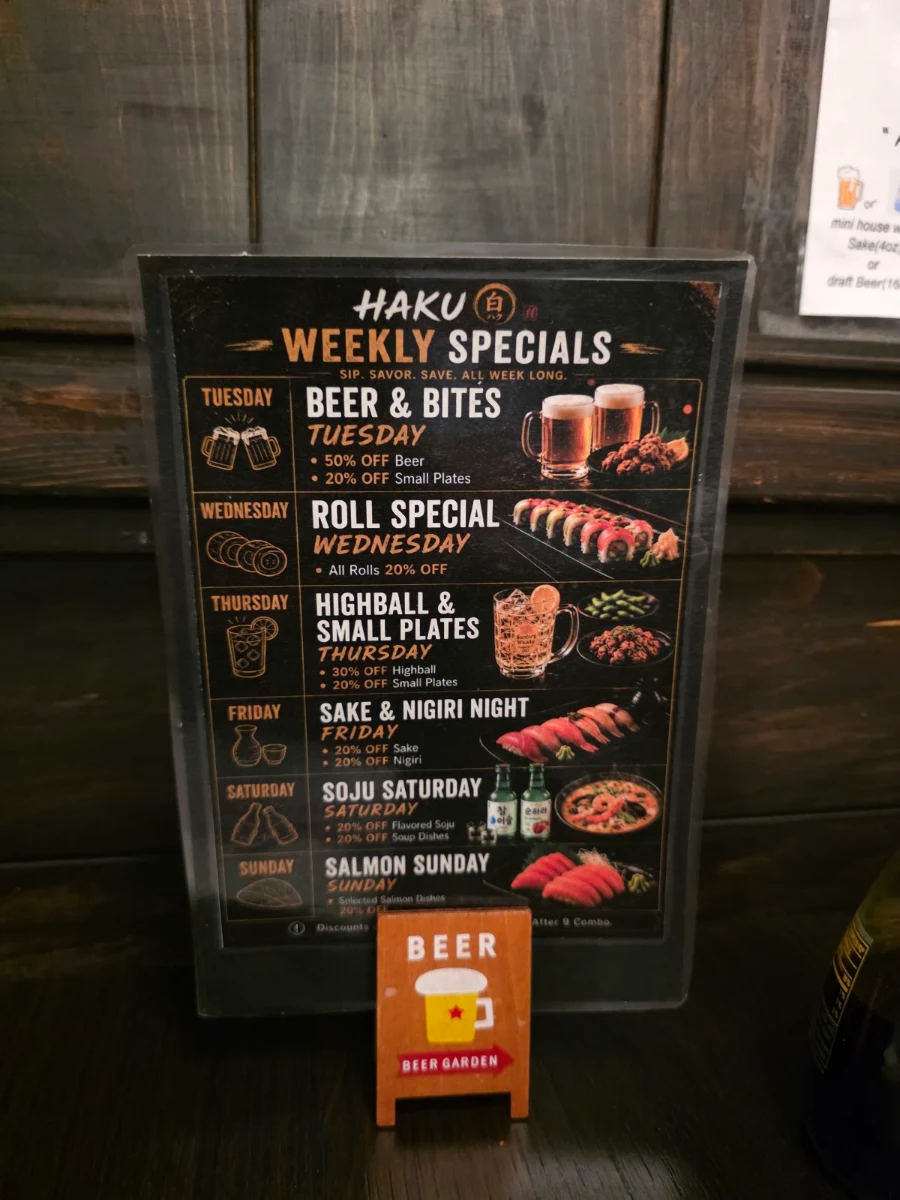 Menu, Haku Izakaya