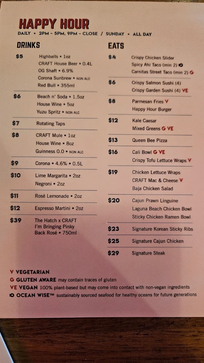Menu, CRAFT Beer Market Edmonton