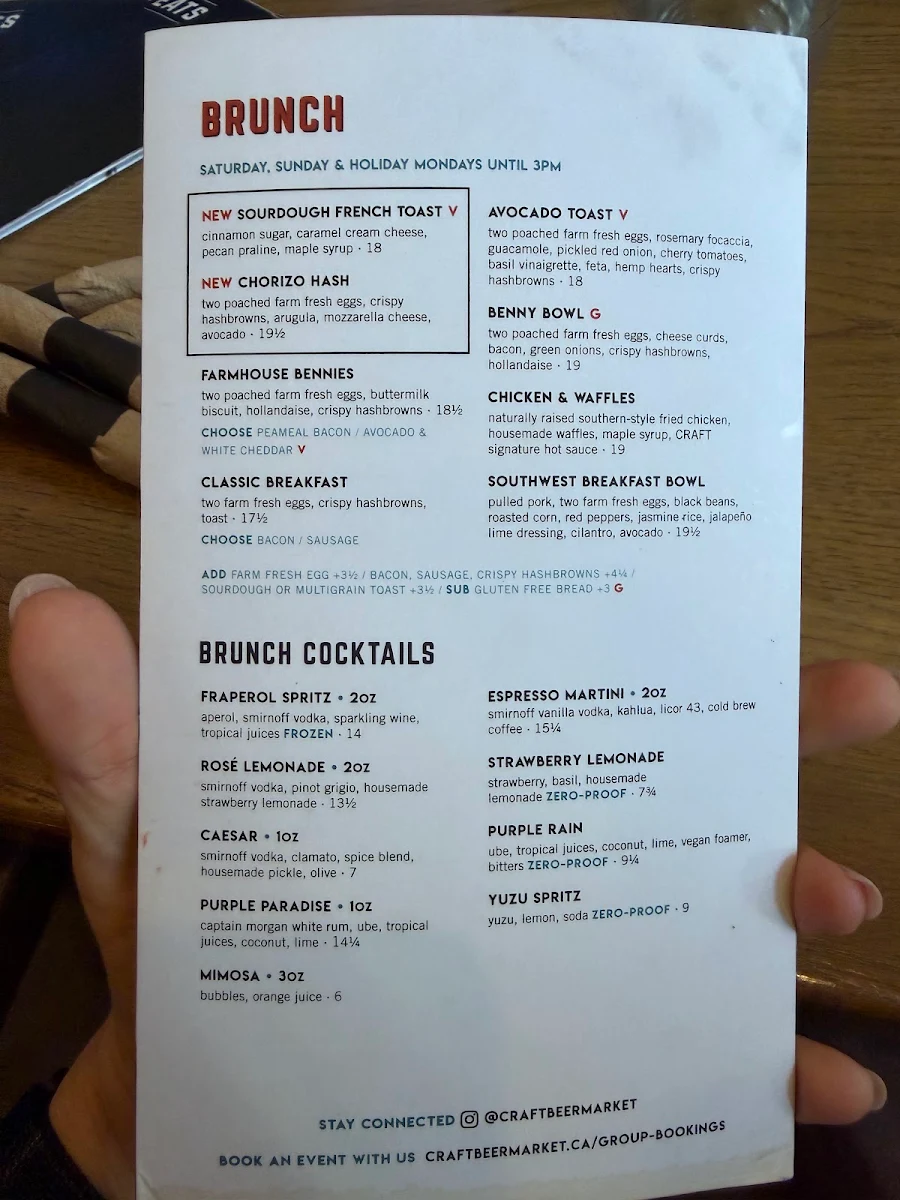 Menu, CRAFT Beer Market Edmonton