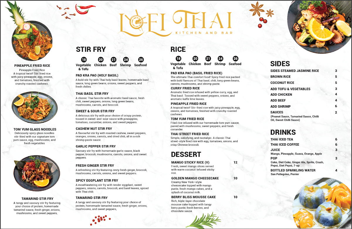 Menu, Loei Thai Kitchen & Bar