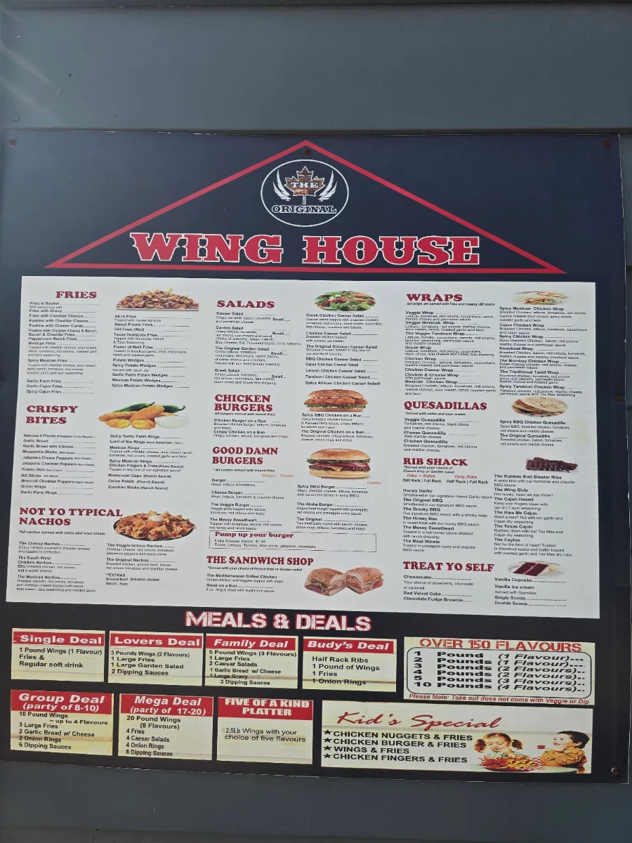 Menu, Winghouse Sundridge