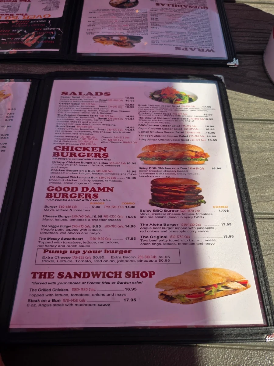 Menu, Winghouse Sundridge