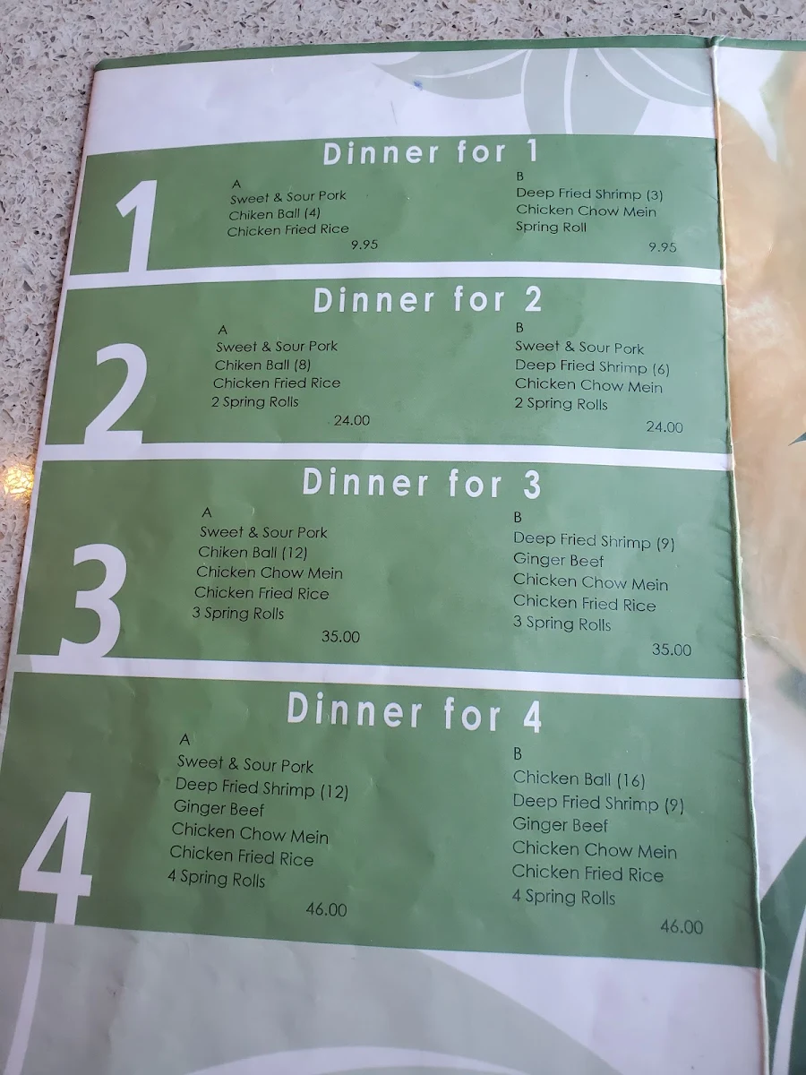 Menu, Summer Roll Restaurant