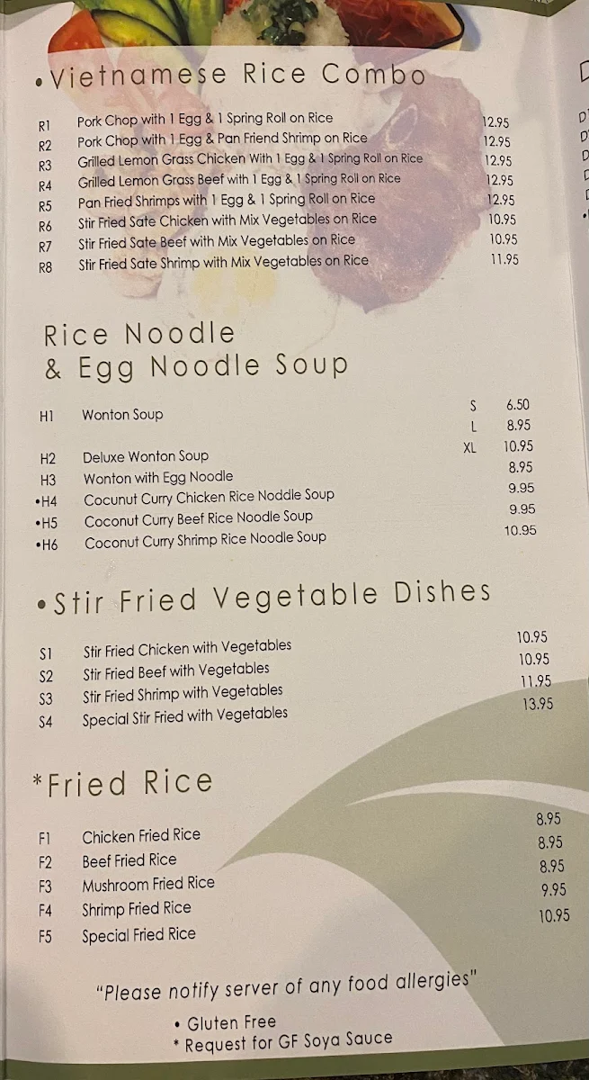 Menu, Summer Roll Restaurant