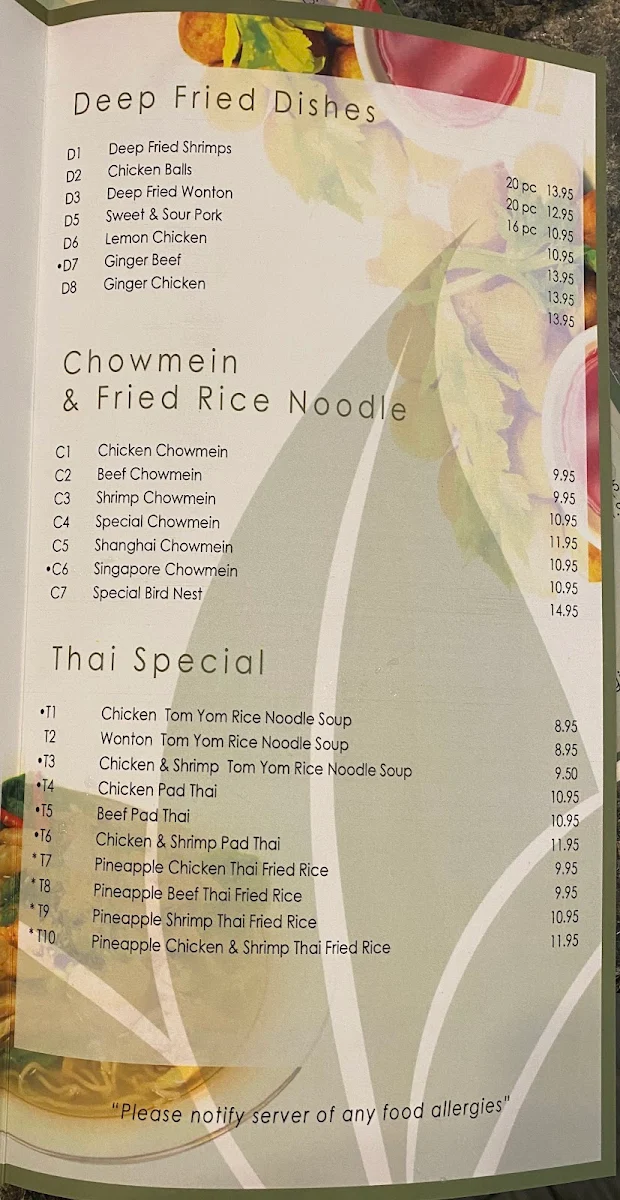 Menu, Summer Roll Restaurant