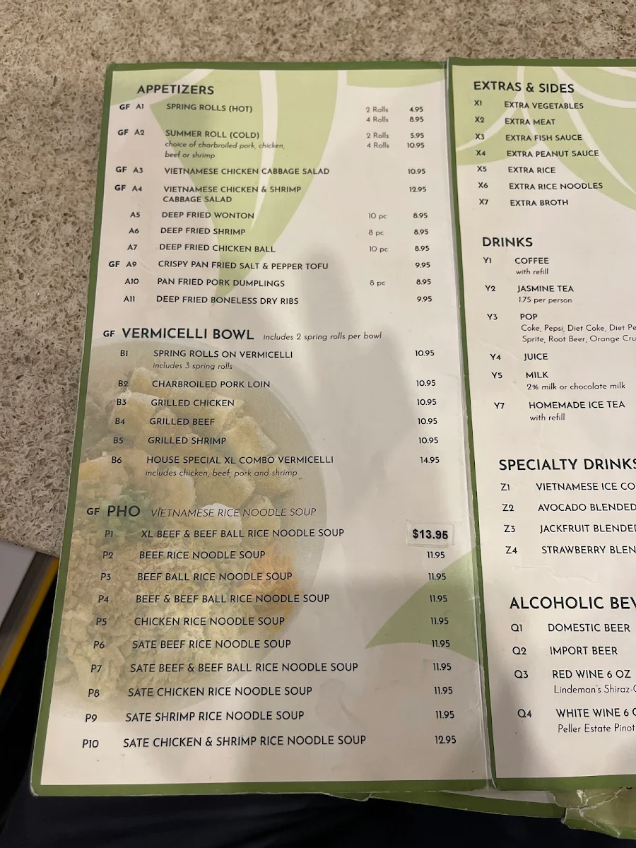 Menu, Summer Roll Restaurant
