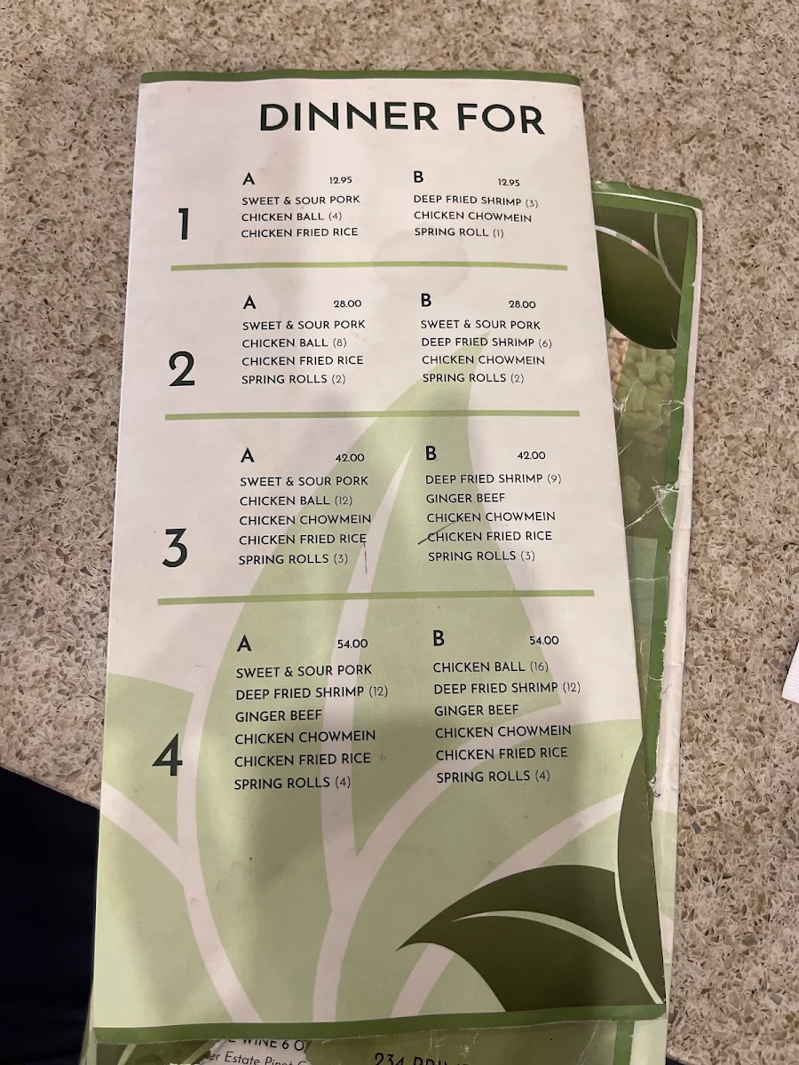 Menu, Summer Roll Restaurant