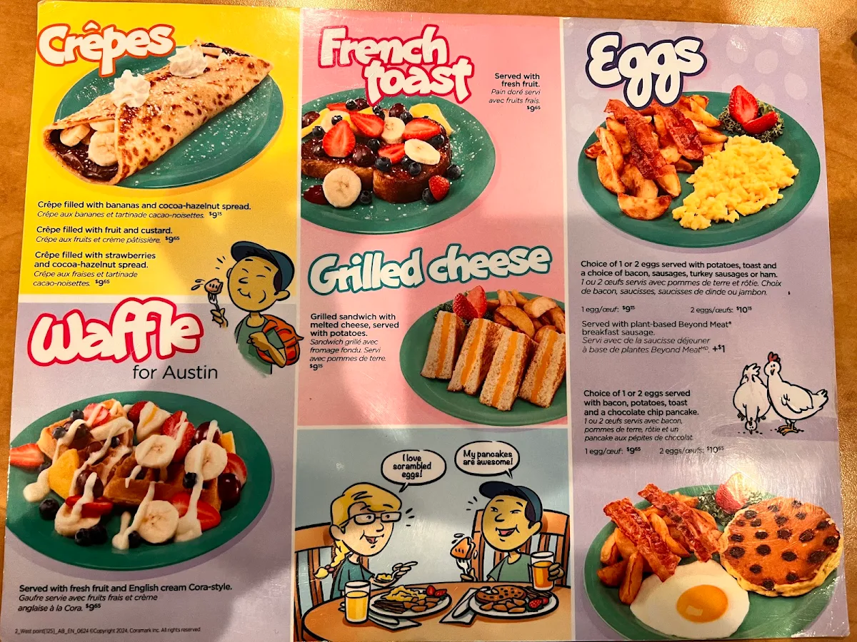 Menu, Cora Breakfast and Lunch