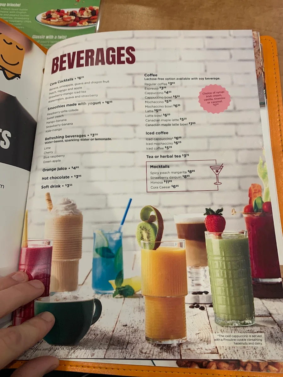 Menu, Cora Breakfast and Lunch