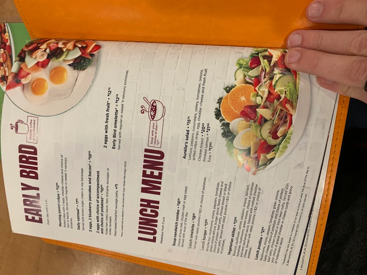 Menu, Cora Breakfast and Lunch