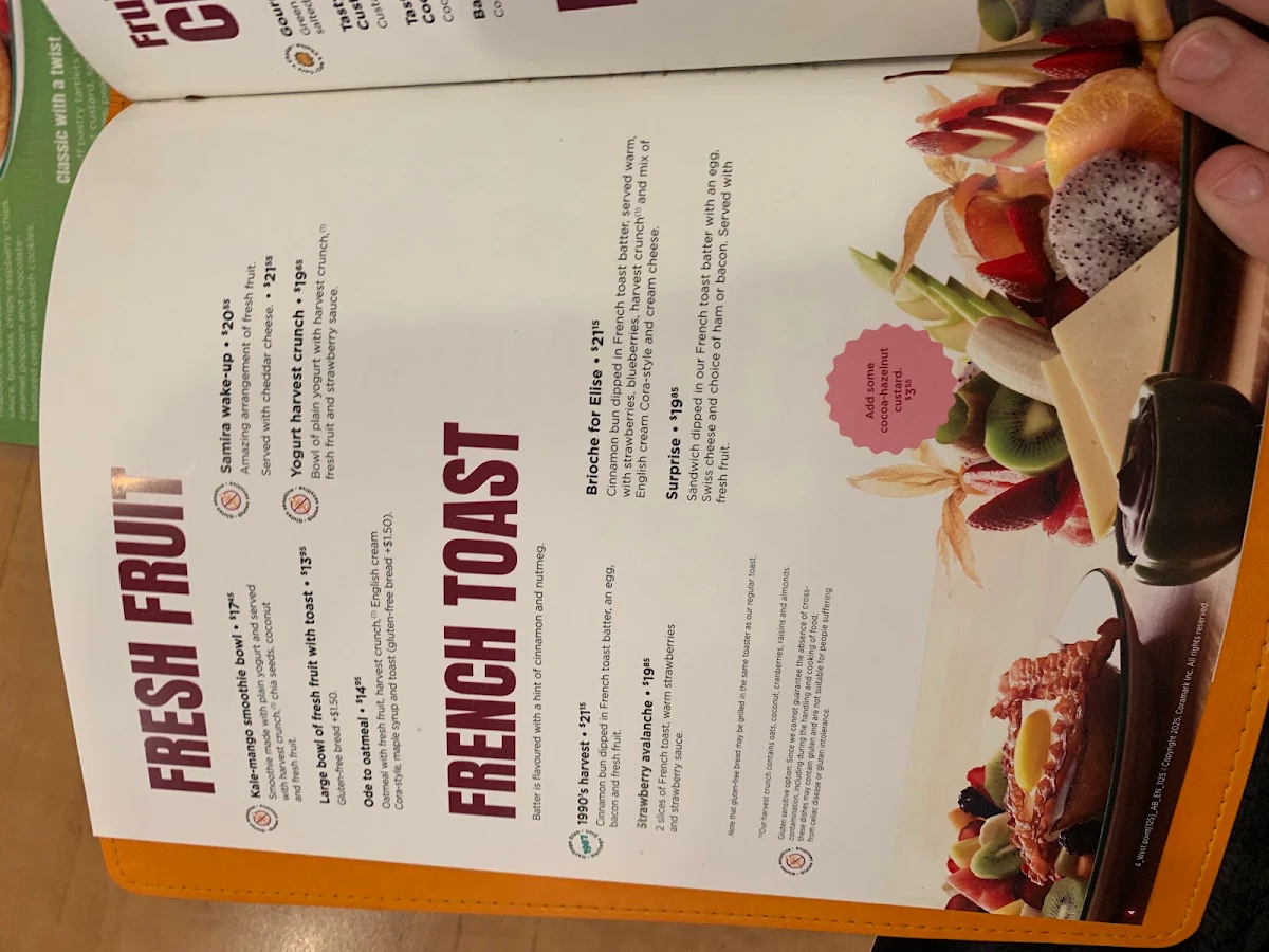 Menu, Cora Breakfast and Lunch