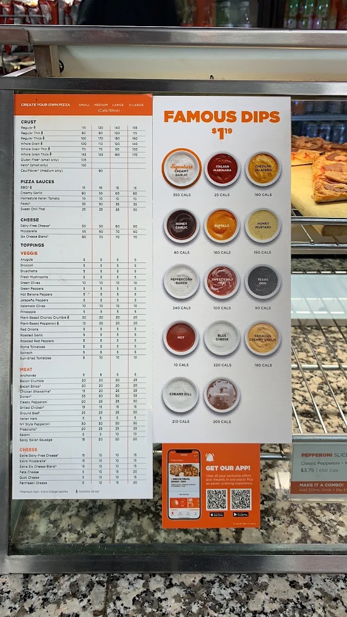 Menu, Pizza Pizza