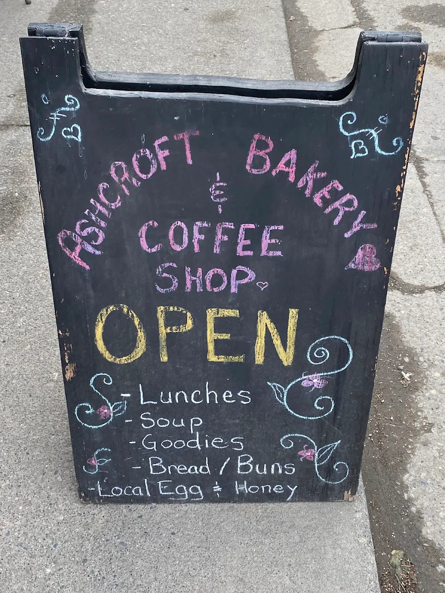 Menu, Ashcroft Bakery and Coffee Shop