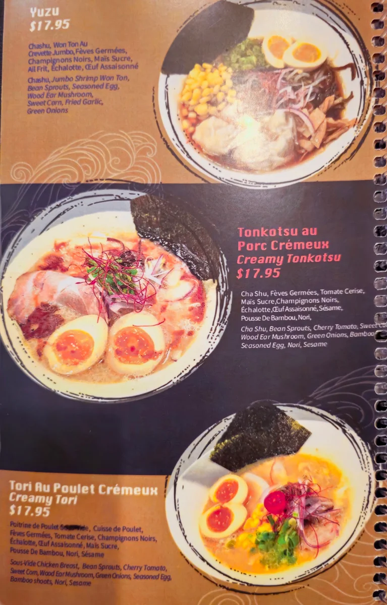 Menu, Kazo Ramen Lasalle