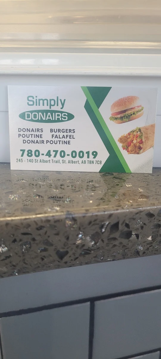 Menu, Simply Donairs