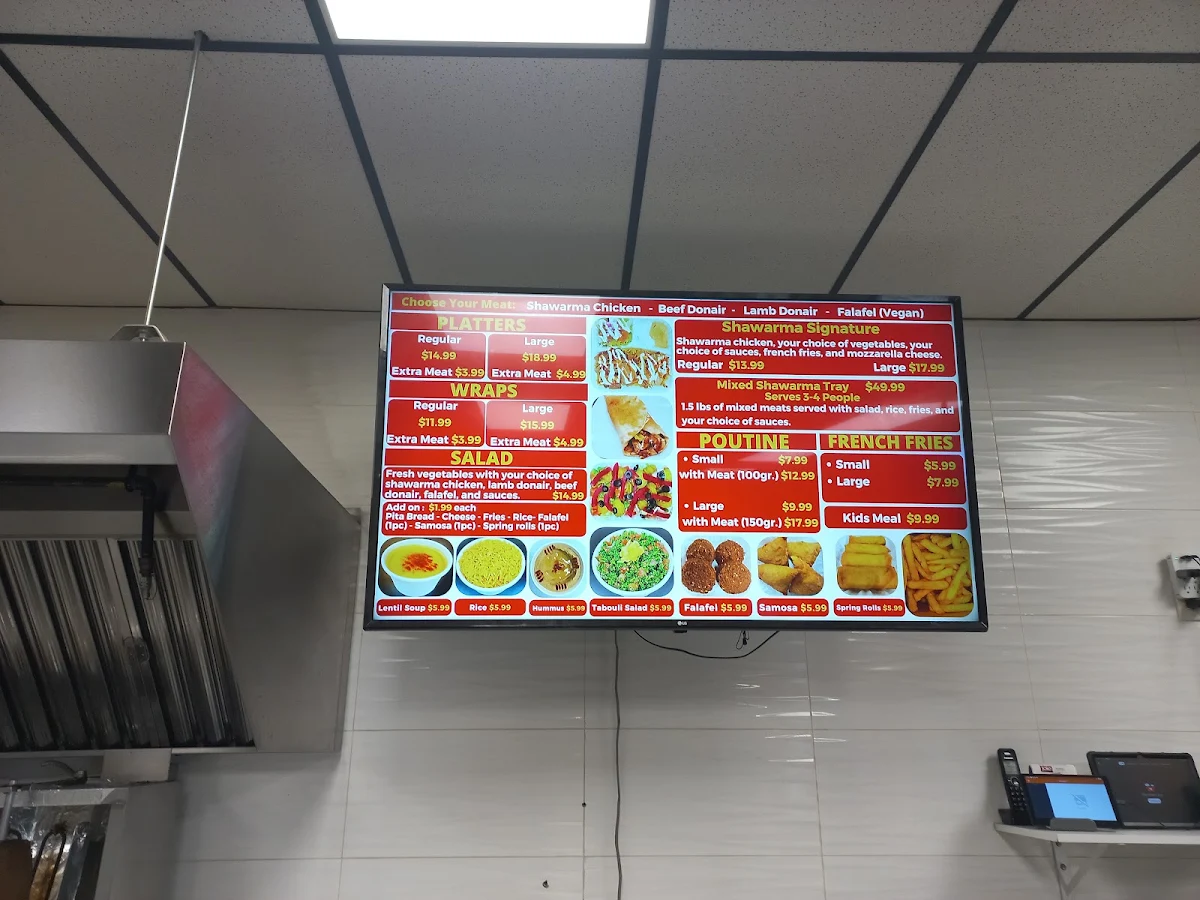 Menu, Wascana Donair & Shawarma