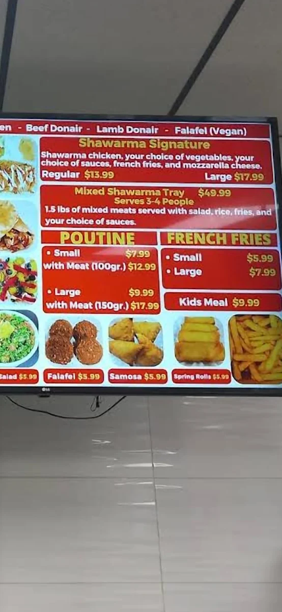 Menu, Wascana Donair & Shawarma