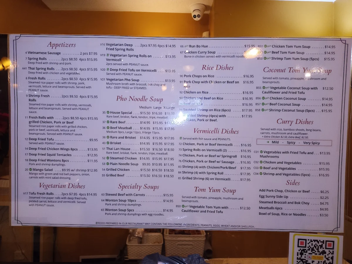Menu, Pho Saigon