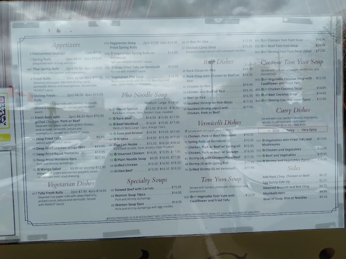 Menu, Pho Saigon