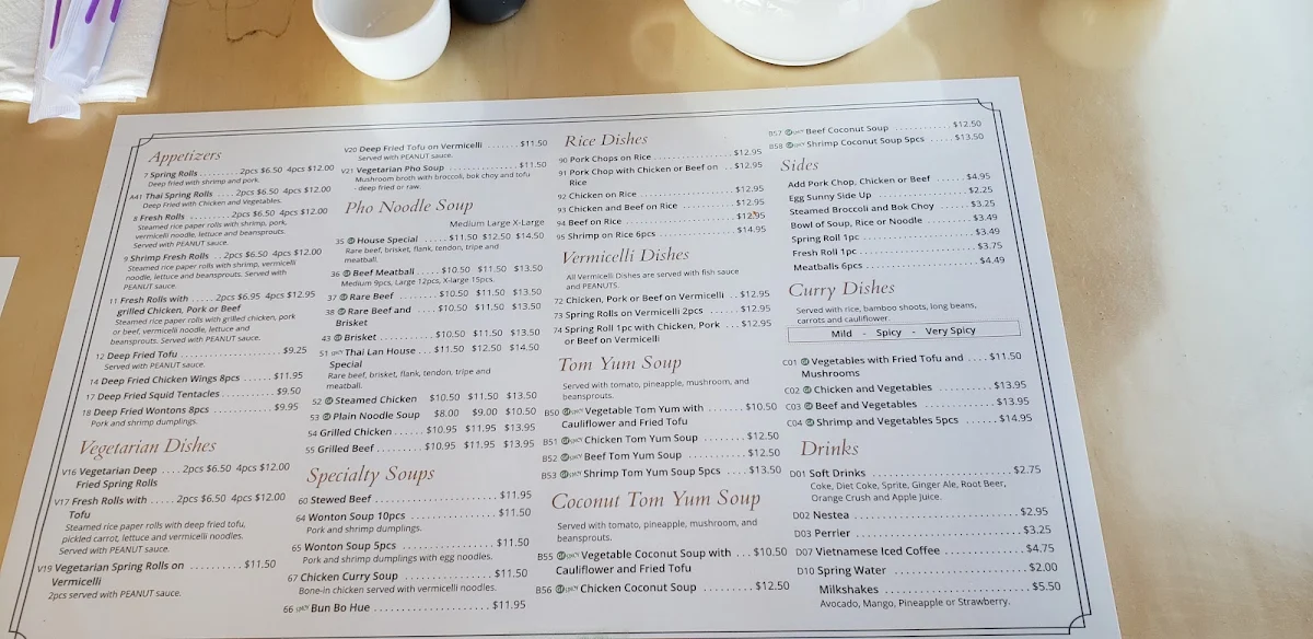 Menu, Pho Saigon