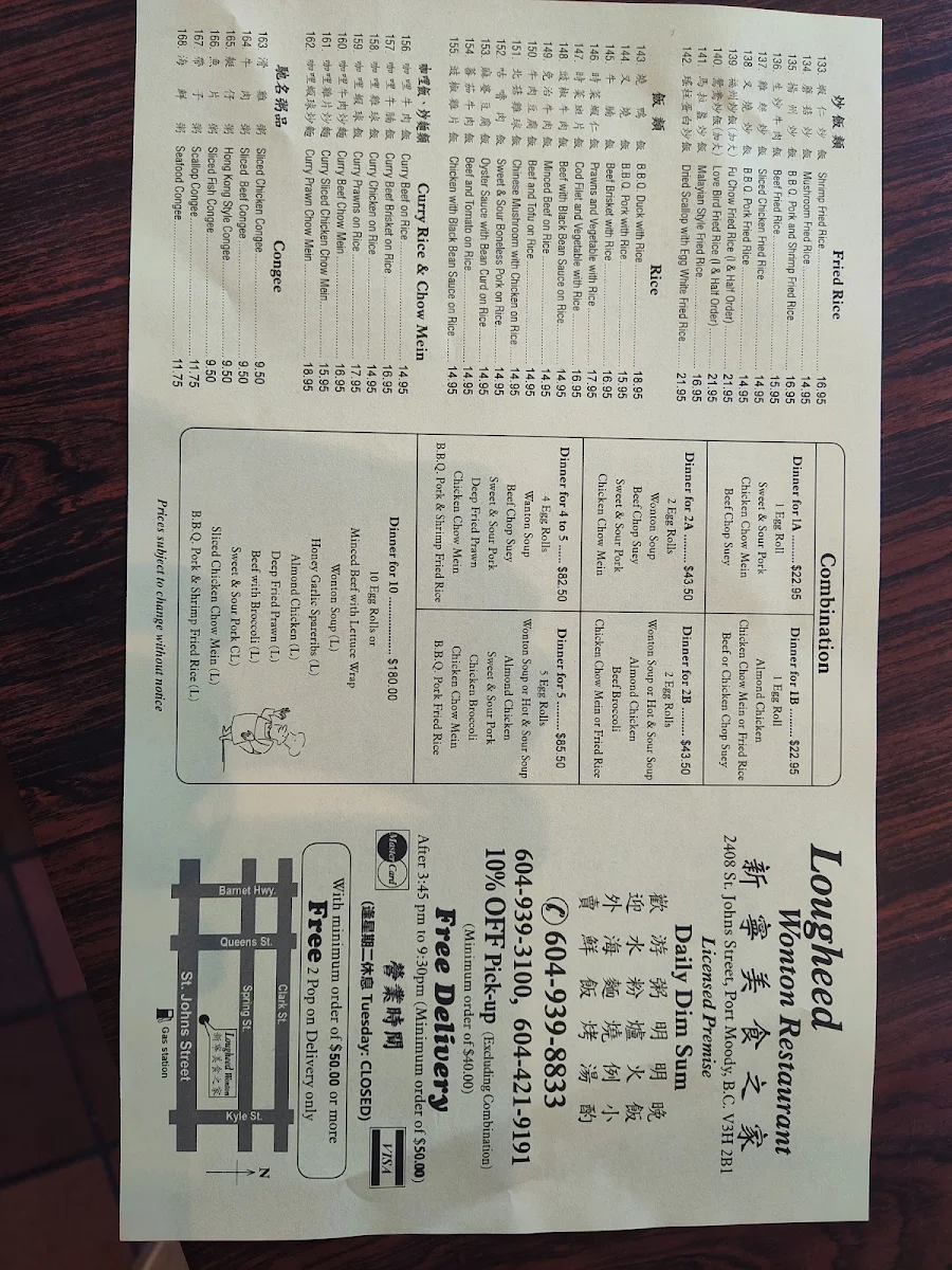 Menu, Henry's Kitchen Pasta & Grill