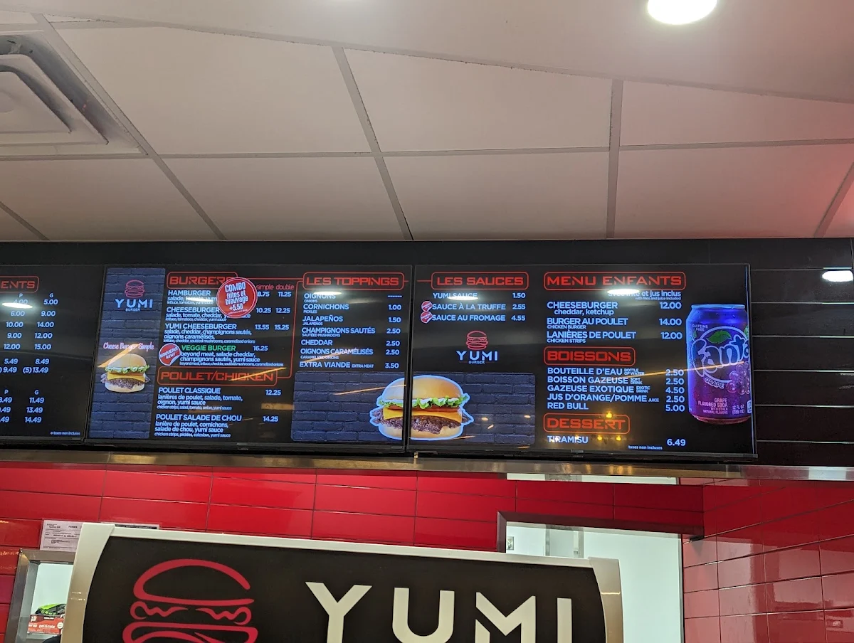 Menu, Yumi Burger - Carrefour Industrielle Alliance
