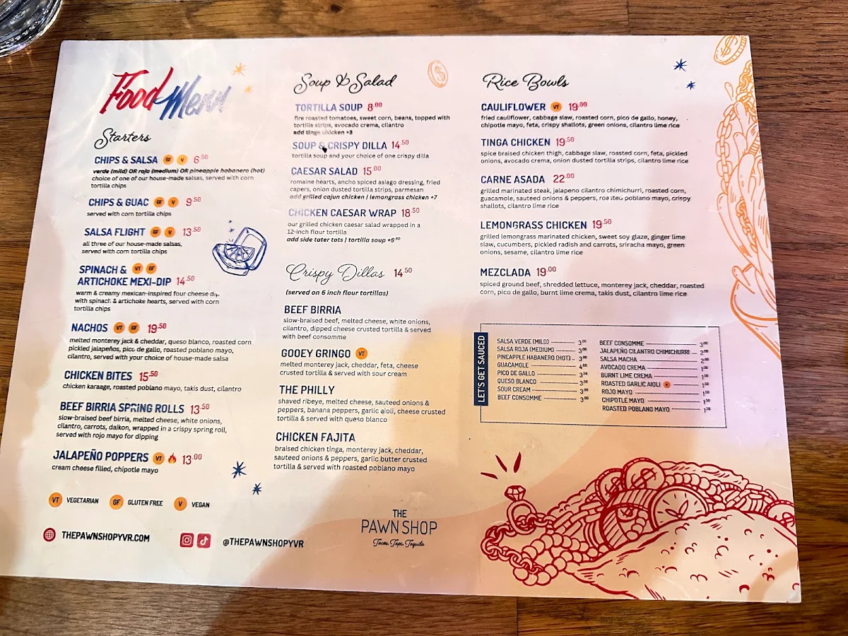 Menu, The Pawn Shop YVR Taco Bar