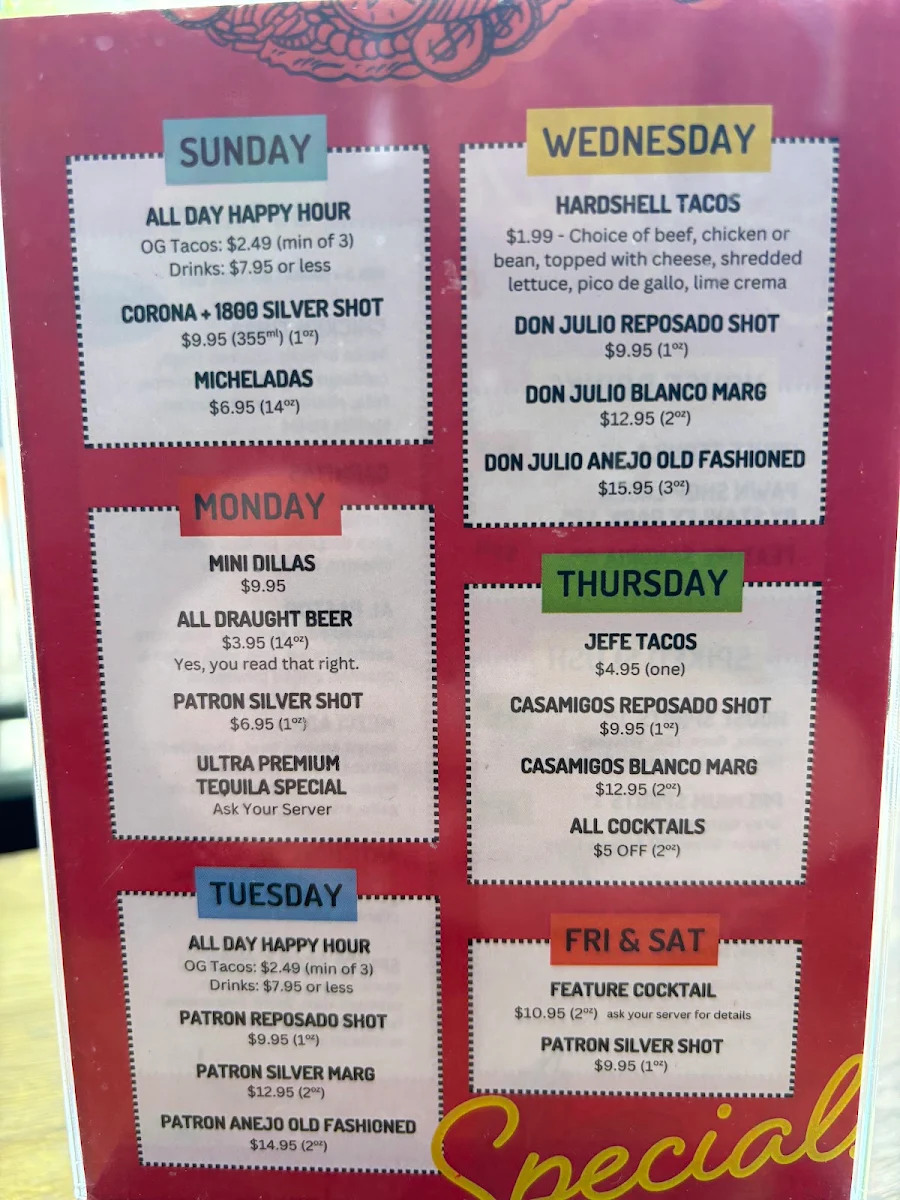 Menu, The Pawn Shop YVR Taco Bar