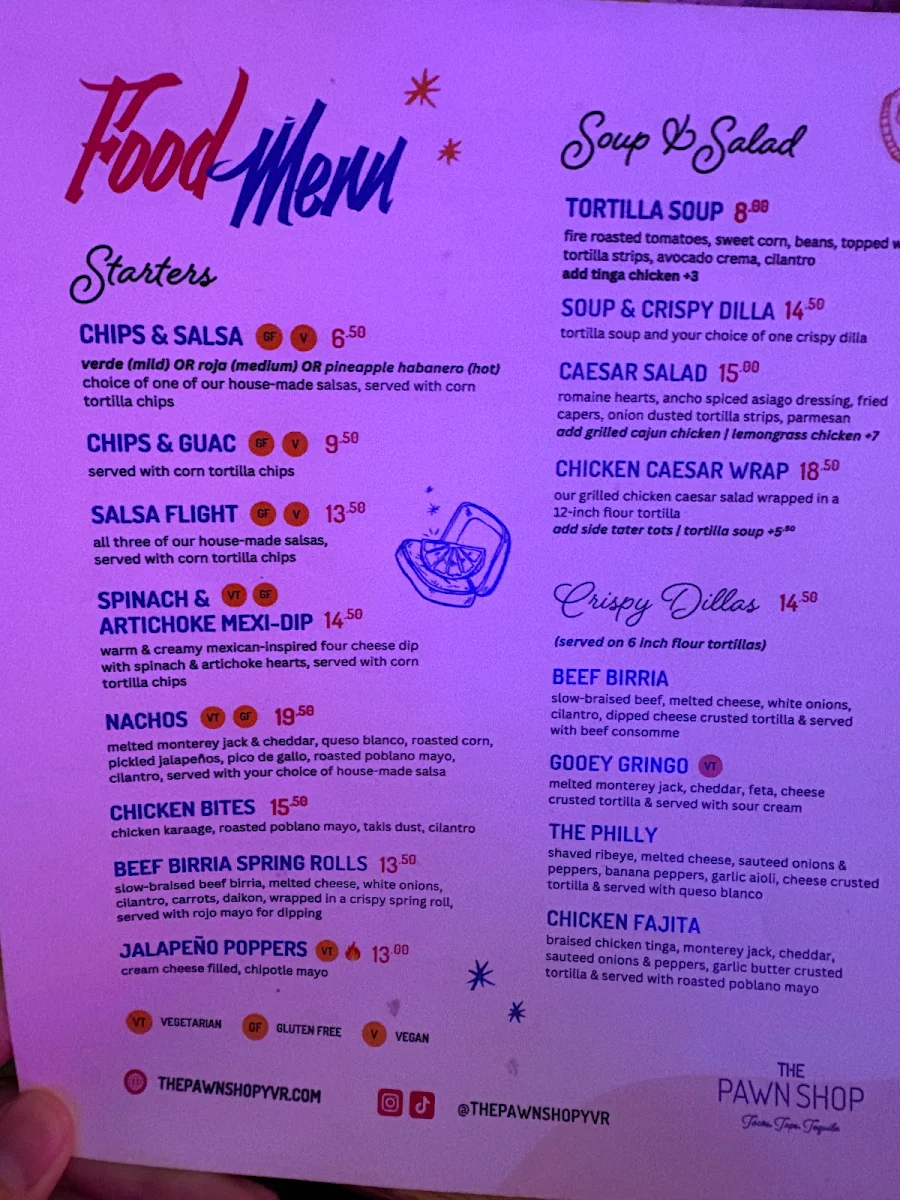 Menu, The Pawn Shop YVR Taco Bar