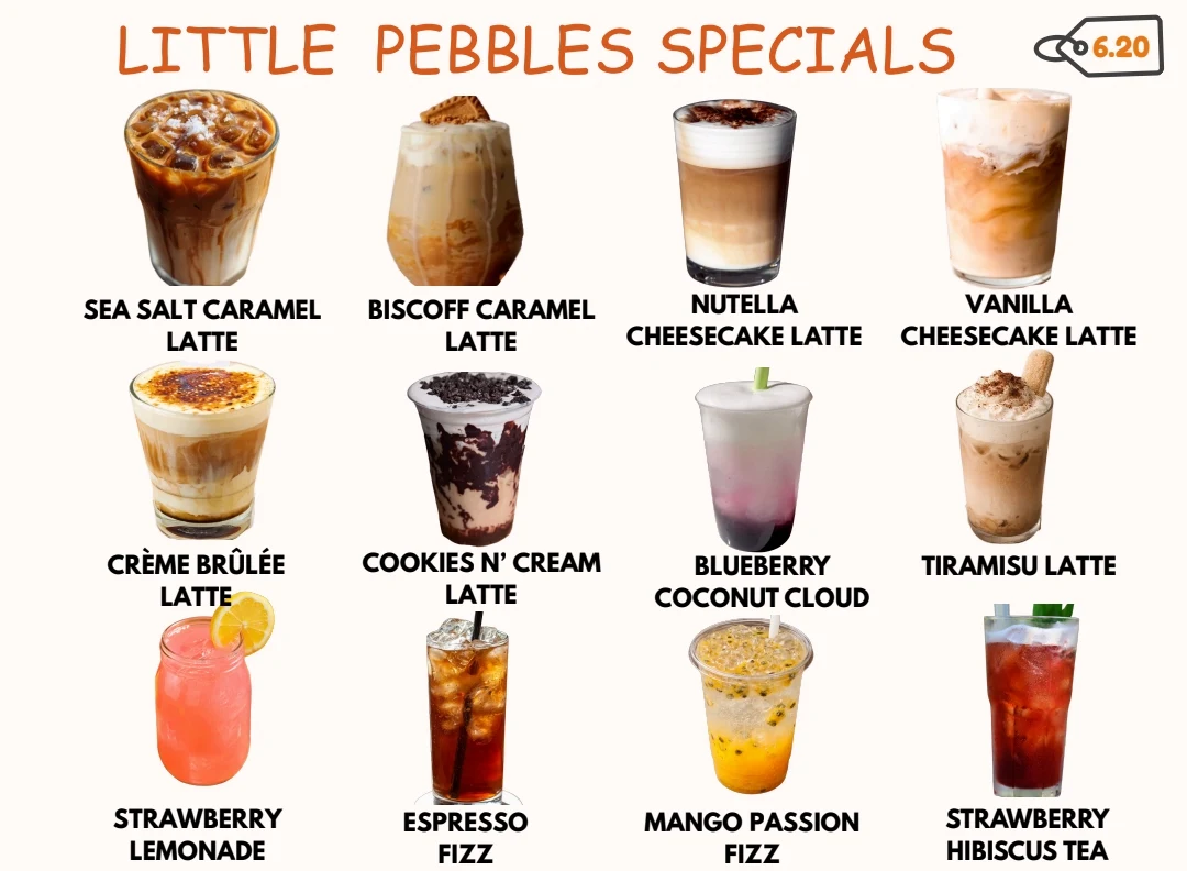 Menu, LITTLE PEBBLES CAFE