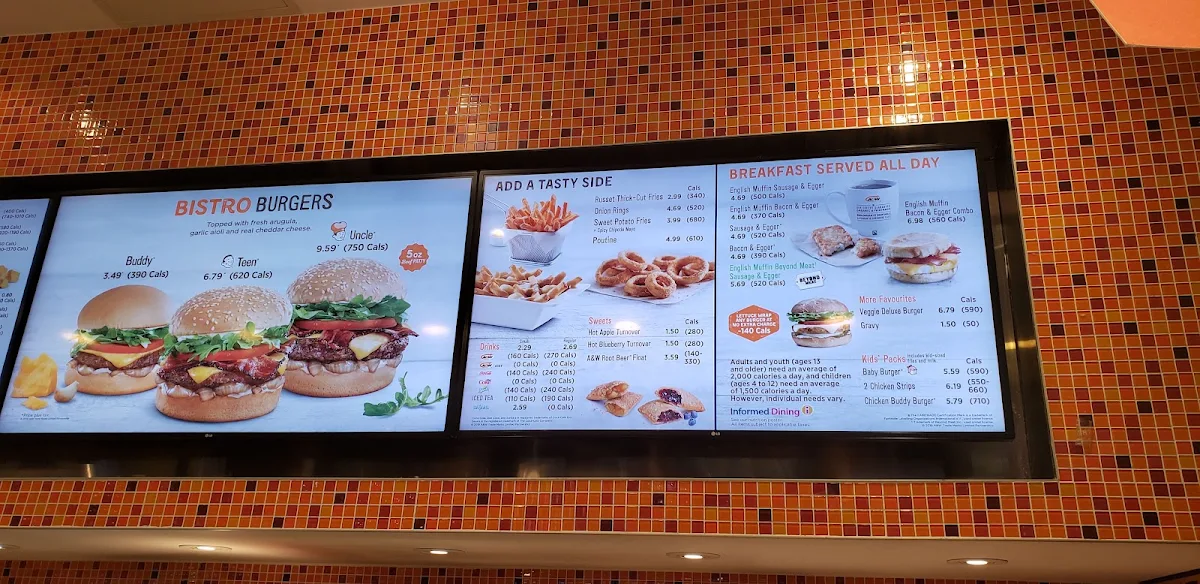 Menu, A&W Canada