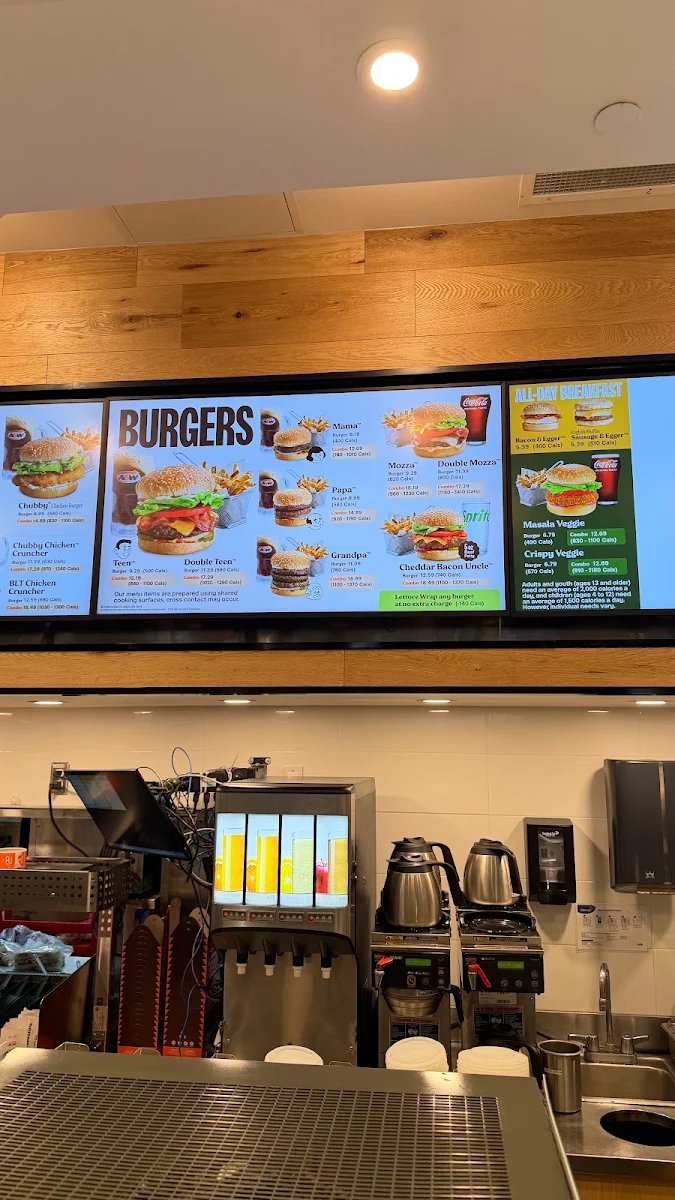 Menu, A&W Canada