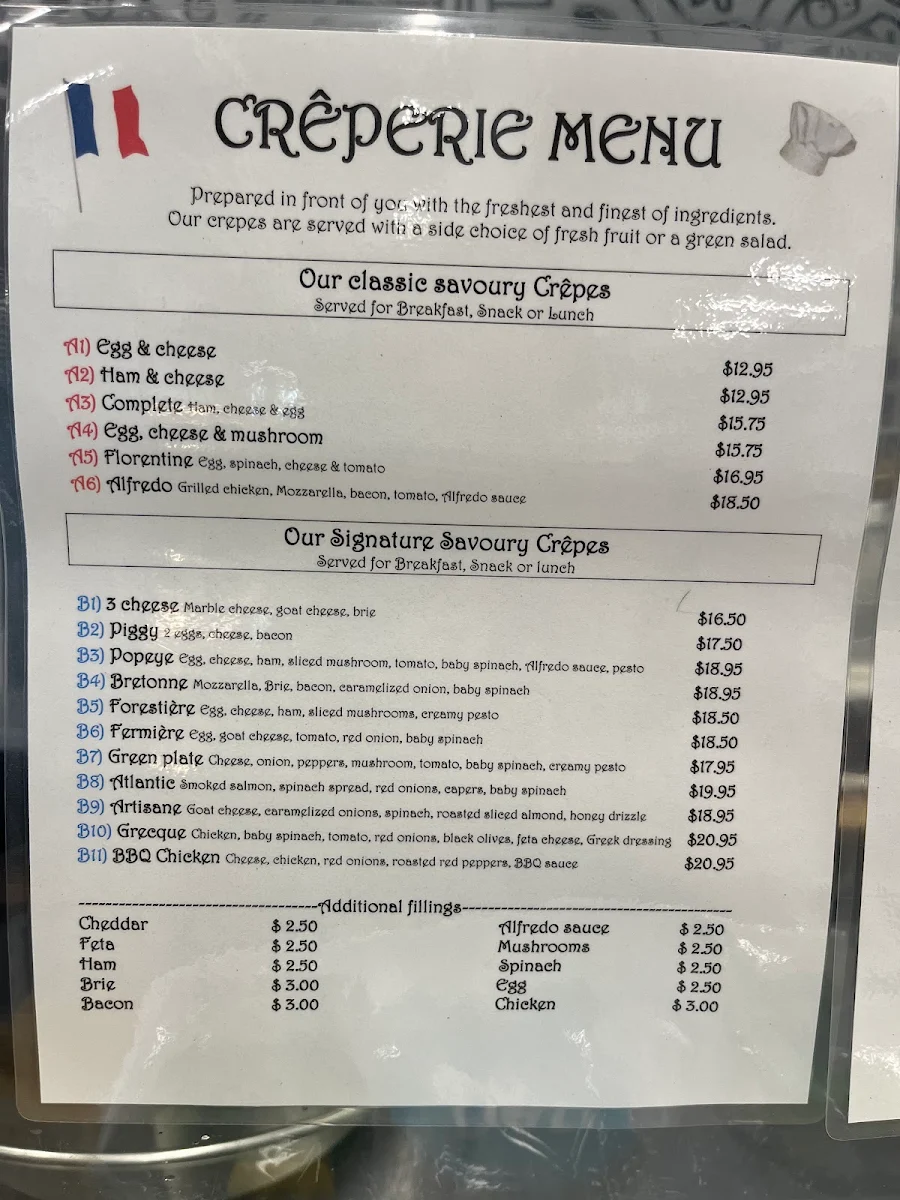 Menu, La Maison du Kouign-Amann