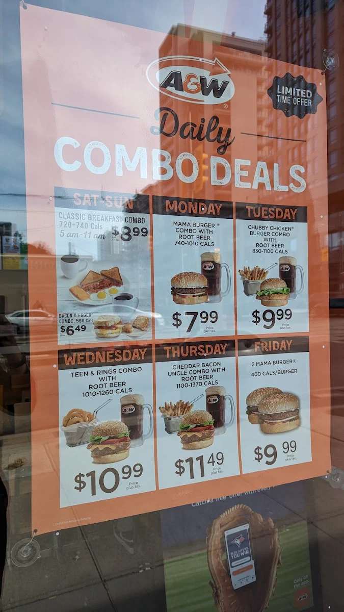 Menu, A&W Canada