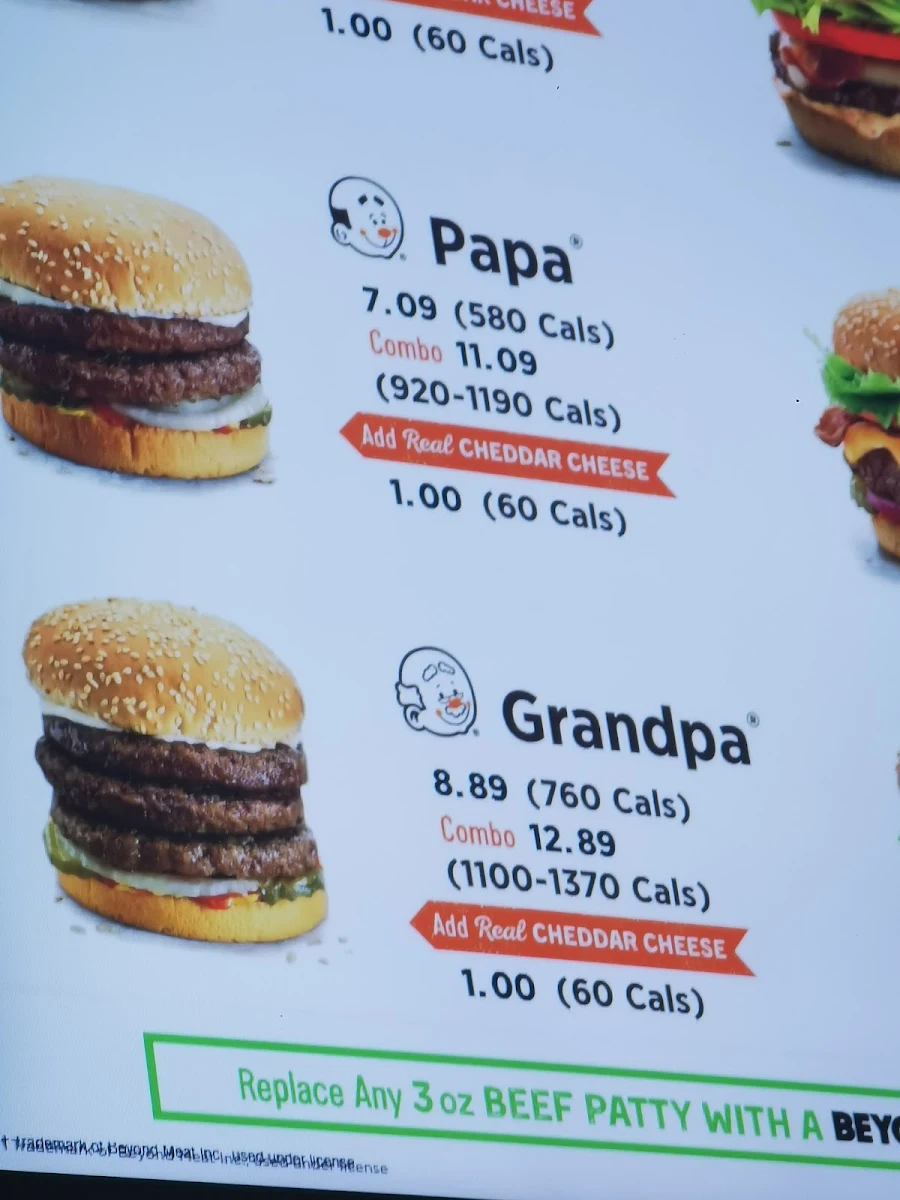 Menu, A&W Canada