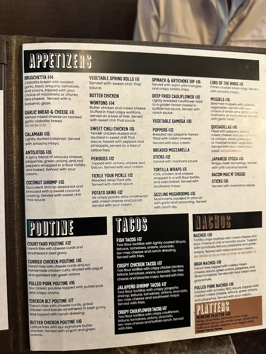 Menu, The Courtyard